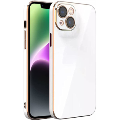 Bodycell Gold Plated - Θήκη Σιλικόνης Apple iPhone 13 - White (5206015069154)