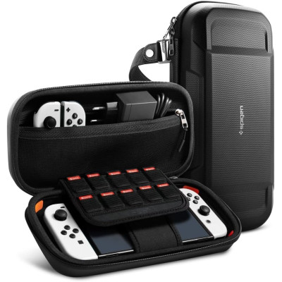 Spigen Pouch Rugged Armor Pro - Σκληρή Θήκη / Τσάντα Sleeve για Nintendo Switch / Switch OLED με Ενσωματωμένη Θήκη για Apple AirTag - Black (AFA04021)