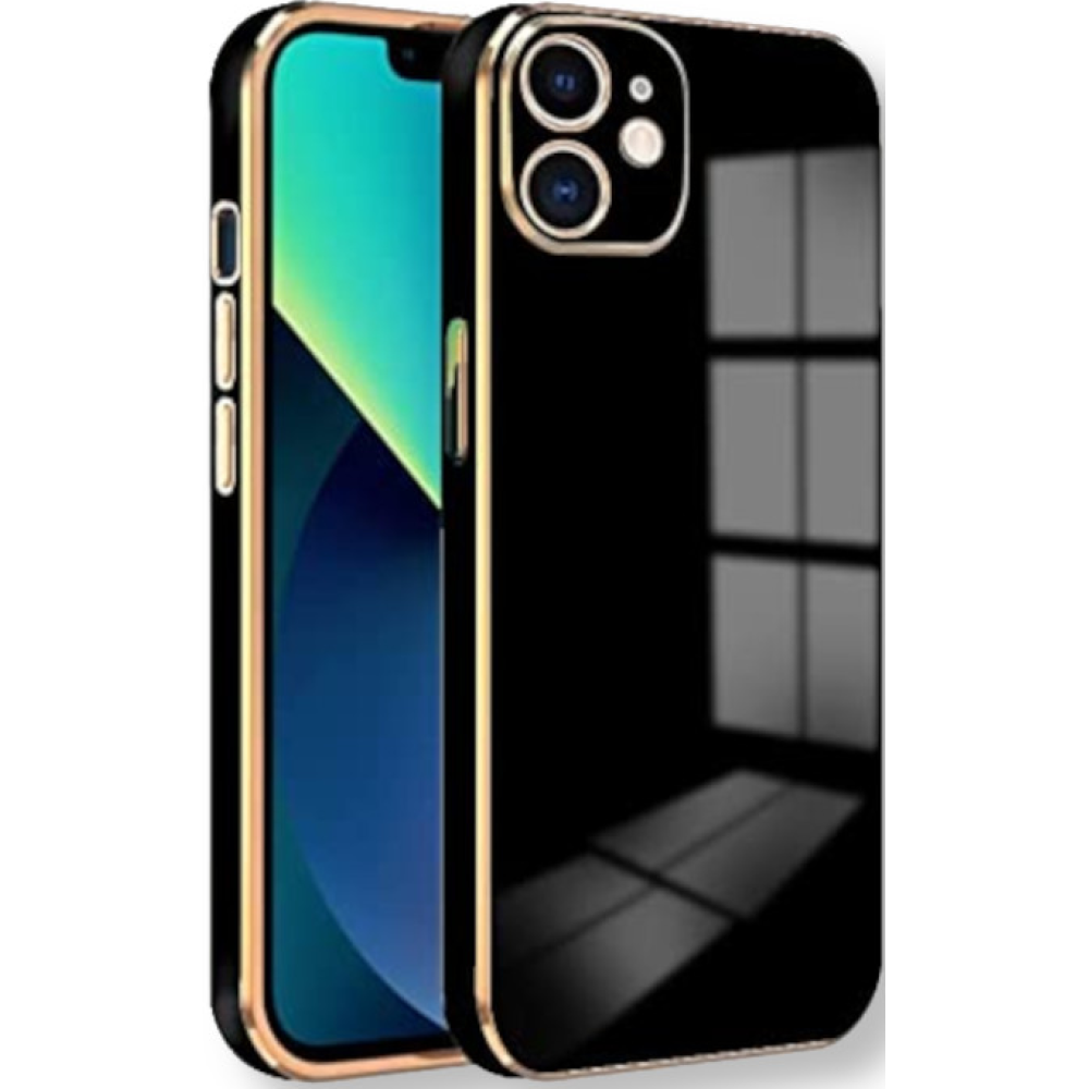 Bodycell Gold Plated - Θήκη Σιλικόνης Apple iPhone 12 - Black (5206015069048)