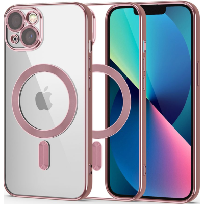Tech-Protect MagShine - Διάφανη Θήκη Σιλικόνης MagSafe με Πλαίσιο Κάμερας - Apple iPhone 13 - Rose Gold (9490713935491)