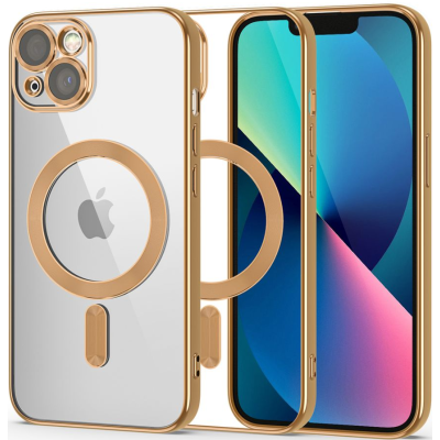Tech-Protect MagShine - Διάφανη Θήκη Σιλικόνης MagSafe με Πλαίσιο Κάμερας - Apple iPhone 13 - Gold (9490713935484)