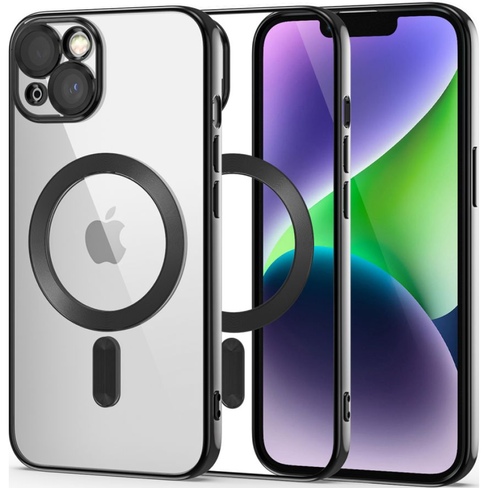 Tech-Protect MagShine - Διάφανη Θήκη Σιλικόνης MagSafe με Πλαίσιο Κάμερας - Apple iPhone 14 - Black (9490713935576)