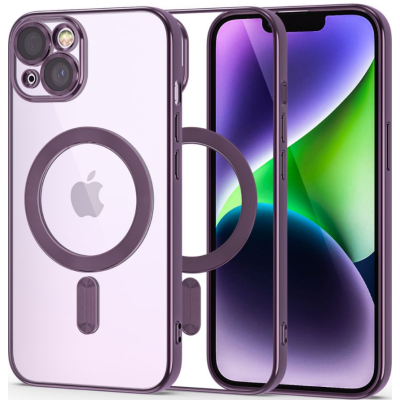 Tech-Protect MagShine - Διάφανη Θήκη Σιλικόνης MagSafe με Πλαίσιο Κάμερας - Apple iPhone 14 - Violet (9490713935583)