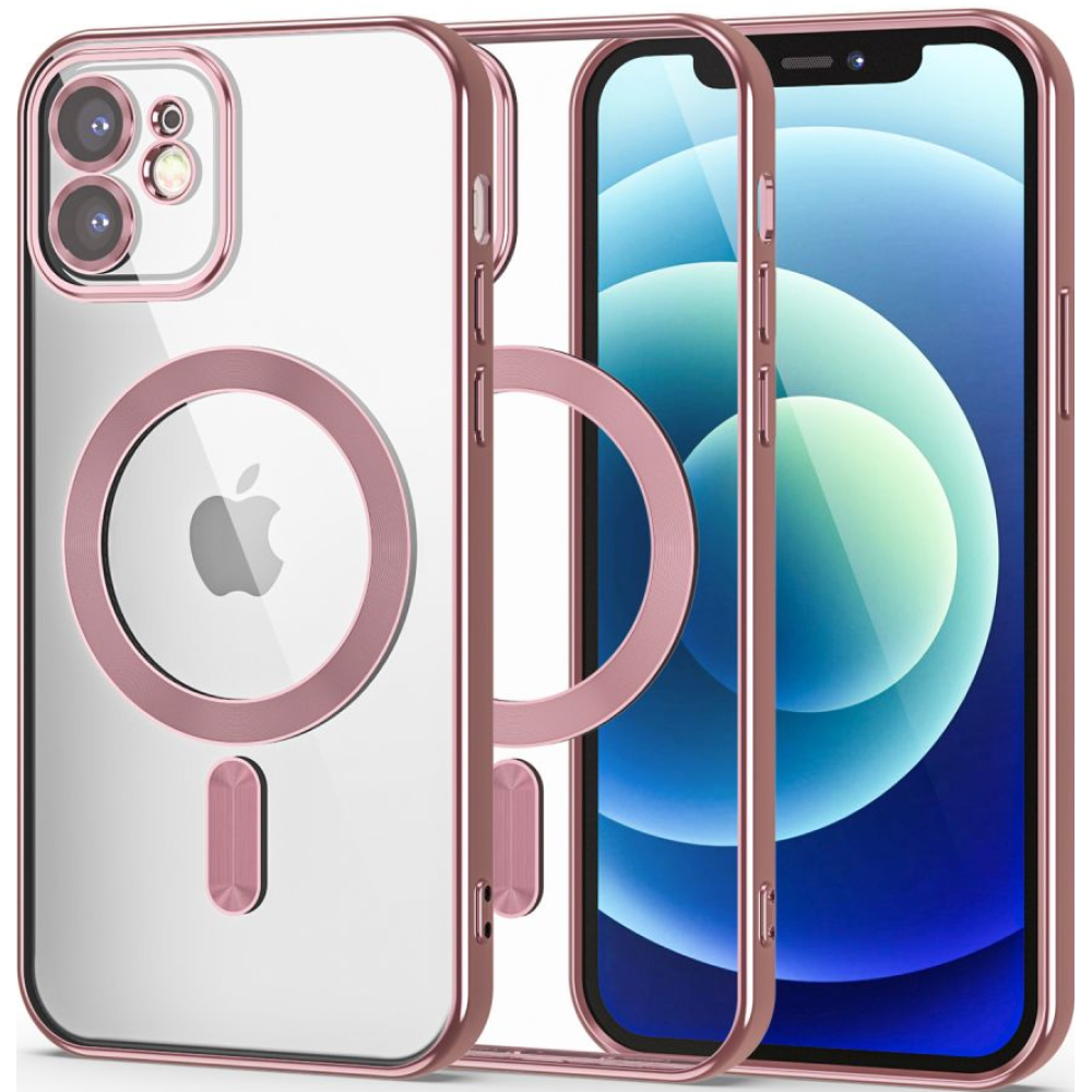 Tech-Protect MagShine - Διάφανη Θήκη Σιλικόνης MagSafe με Πλαίσιο Κάμερας - Apple iPhone 12 - Rose Gold (9490713935446)