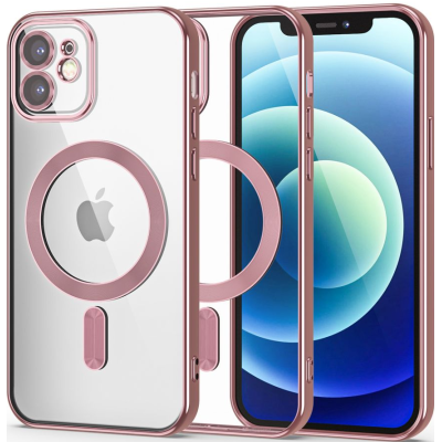 Tech-Protect MagShine - Διάφανη Θήκη Σιλικόνης MagSafe με Πλαίσιο Κάμερας - Apple iPhone 12 - Rose Gold (9490713935446)