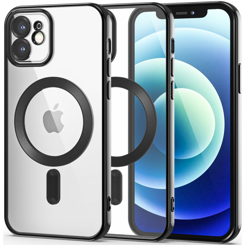 Tech-Protect MagShine - Διάφανη Θήκη Σιλικόνης MagSafe με Πλαίσιο Κάμερας - Apple iPhone 12 - Black (9490713935422)