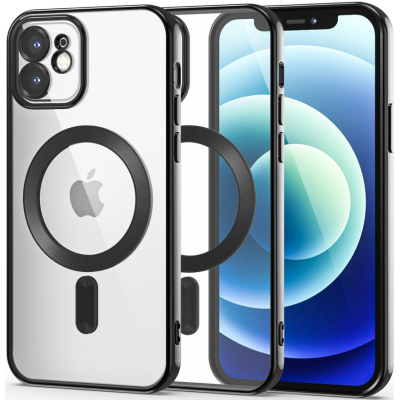 Tech-Protect MagShine - Διάφανη Θήκη Σιλικόνης MagSafe με Πλαίσιο Κάμερας - Apple iPhone 12 - Black (9490713935422)