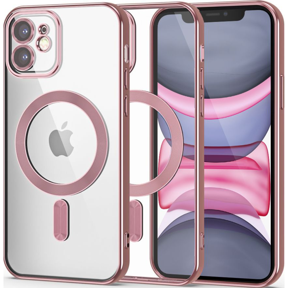 Tech-Protect MagShine - Διάφανη Θήκη Σιλικόνης MagSafe με Πλαίσιο Κάμερας - Apple iPhone 11 - Rose Gold (9490713935361)