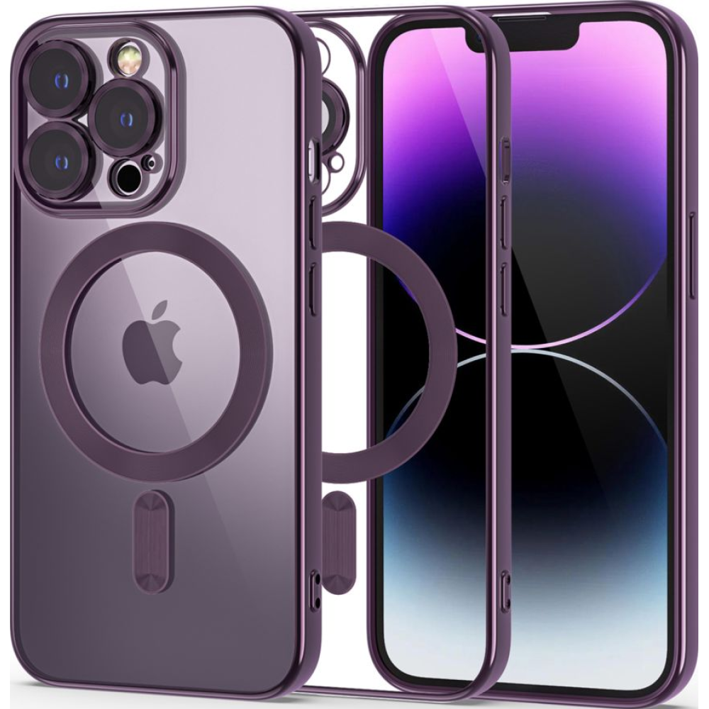 Tech-Protect MagShine - Διάφανη Θήκη Σιλικόνης MagSafe με Πλαίσιο Κάμερας - Apple iPhone 14 Pro - Purple (9490713935644)
