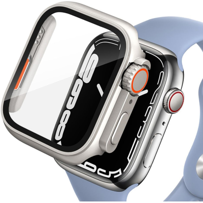 Tech-Protect Defence360 - Θήκη με Tempered Glass Apple Watch 9 / 8 / 7 (45mm) - Titanium / Orange (9490713934708)