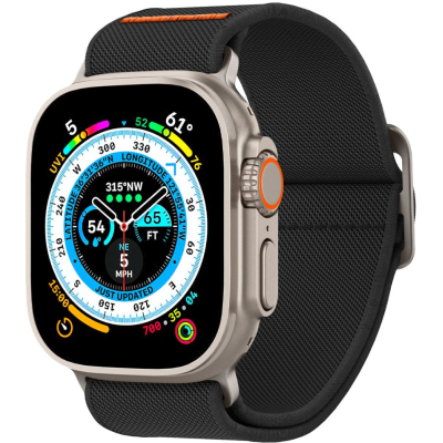 Spigen Lite Fit Ultra - Υφασμάτινο Λουράκι Apple Watch Ultra/SE/11/10/9/8/7/6/5/4 (49/46/45/44mm) - Black (AMP05983)