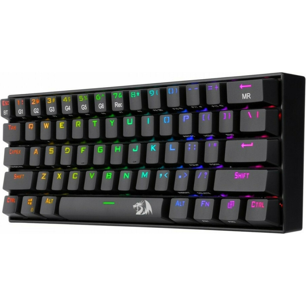 Redragon K530 RGB Dragonic Pro - Ασύρματο / Ενσύρματο RGB Gaming Μηχανικό Πληκτρολόγιο 60% με Custom Brown Διακόπτες - US - Black (6950376711076)