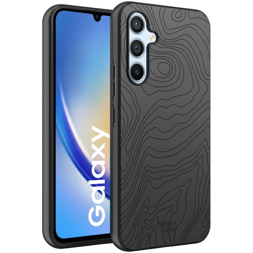 HappyCase Θήκη Σιλικόνης Samsung Galaxy A34 - Fine Lines Print Black (8719246406379)
