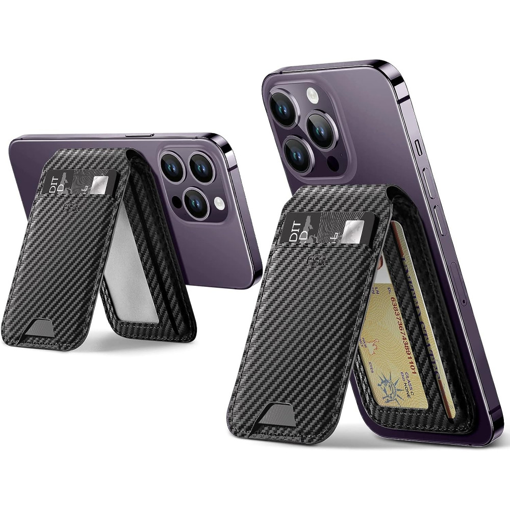 ESR HaloLock Wallet Stand - MagSafe Θήκη - Πορτοφόλι για Κάρτες / Αναδιπλούμενη Βάση από Vegan Δέρμα - Carbon Fiber (4894240169858)