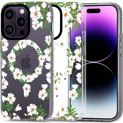 Tech-Protect MagMood - Σκληρή Θήκη MagSafe Apple iPhone 14 Pro - White Daisy (9490713935804)