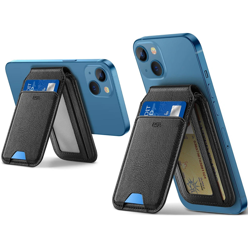 ESR HaloLock Wallet Stand - MagSafe Θήκη - Πορτοφόλι για Κάρτες / Αναδιπλούμενη Βάση από Vegan Δέρμα - Black Sheepskin (4894240132111)