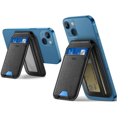 ESR HaloLock Wallet Stand - MagSafe Θήκη - Πορτοφόλι για Κάρτες / Αναδιπλούμενη Βάση από Vegan Δέρμα - Black Sheepskin (4894240132111)