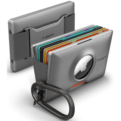 Spigen Wallet S - Σκληρή Θήκη / Μπρελόκ / Πορτοφόλι για Κάρτες & Apple AirTag με Αντικλεπτικό RFID & Ιμάντα Μετρητών - Gunmetal (AHP04276)