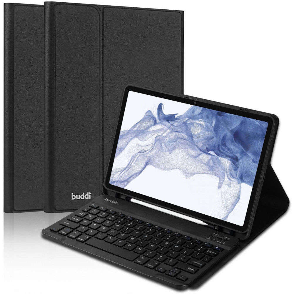 Buddi Zuna Keyboard Case - Θήκη με Υποδοχή για Γραφίδα και Πληκτρολόγιο Bluetooth - Samsung Galaxy Tab S8 / S7 11" - Black (8719246386633)