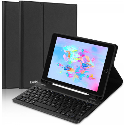 Buddi Zuna Keyboard Case - Θήκη με Υποδοχή για Apple Pencil και Πληκτρολόγιο Bluetooth - Apple iPad 9.7'' 2018 / 2017 / Air 2 - Black (8719246386541)