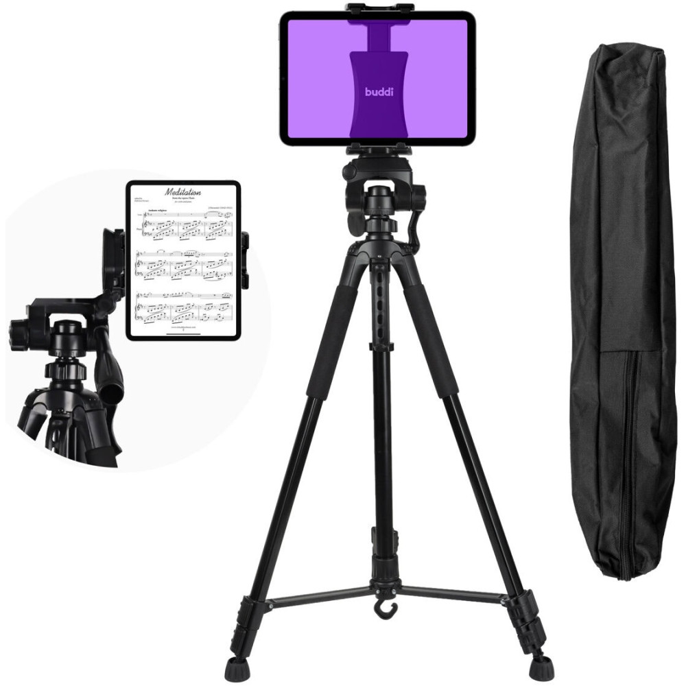 Buddi Ρυθμιζόμενο Τρίποδο Δαπέδου / Αναλόγιο - Βάση Στήριξης για Κινητά / Tablet με Θήκη Μεταφοράς - Black - 5 Έτη Εγγύηση (8719246384721)