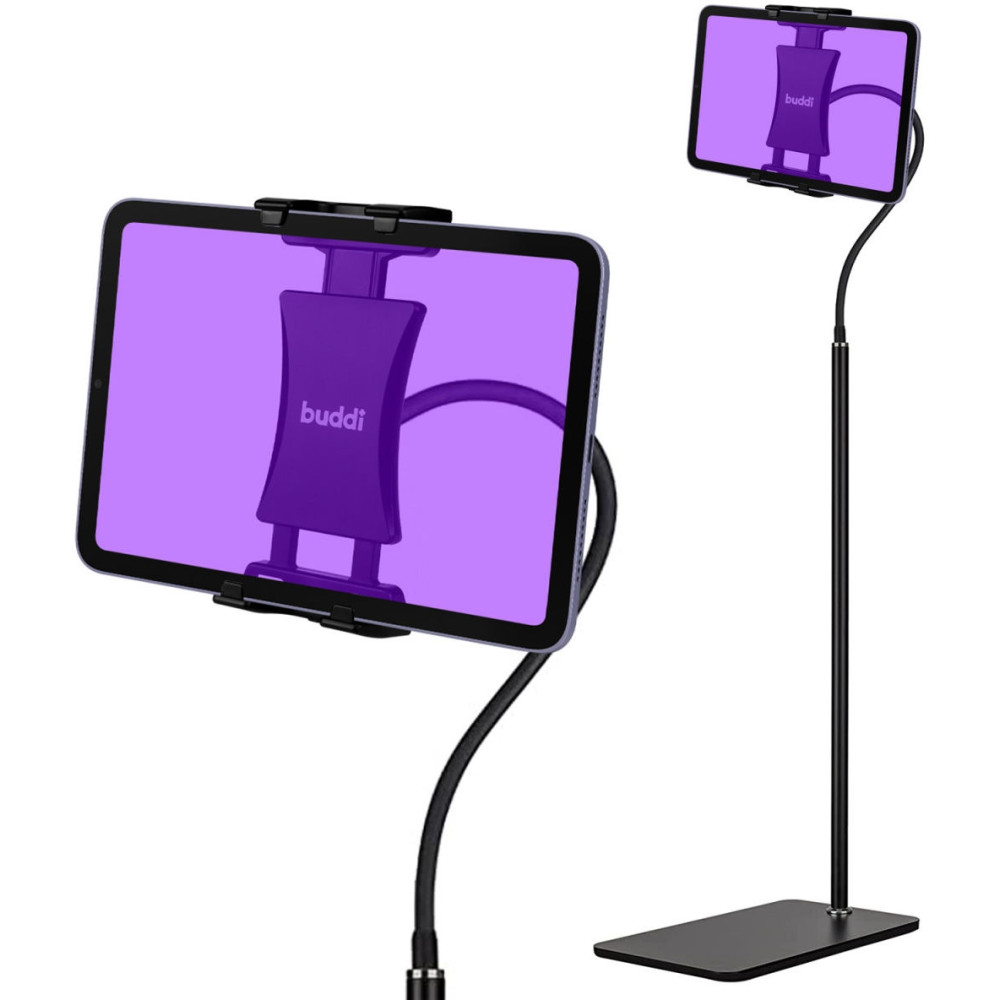 Buddi Tablet Holder Flexible Floor Stand - Ρυθμιζόμενη Βάση Στήριξης Δαπέδου για Κινητά / Tablet / Αναλόγιο - Black - 5 Έτη Εγγύηση (8719246384714)
