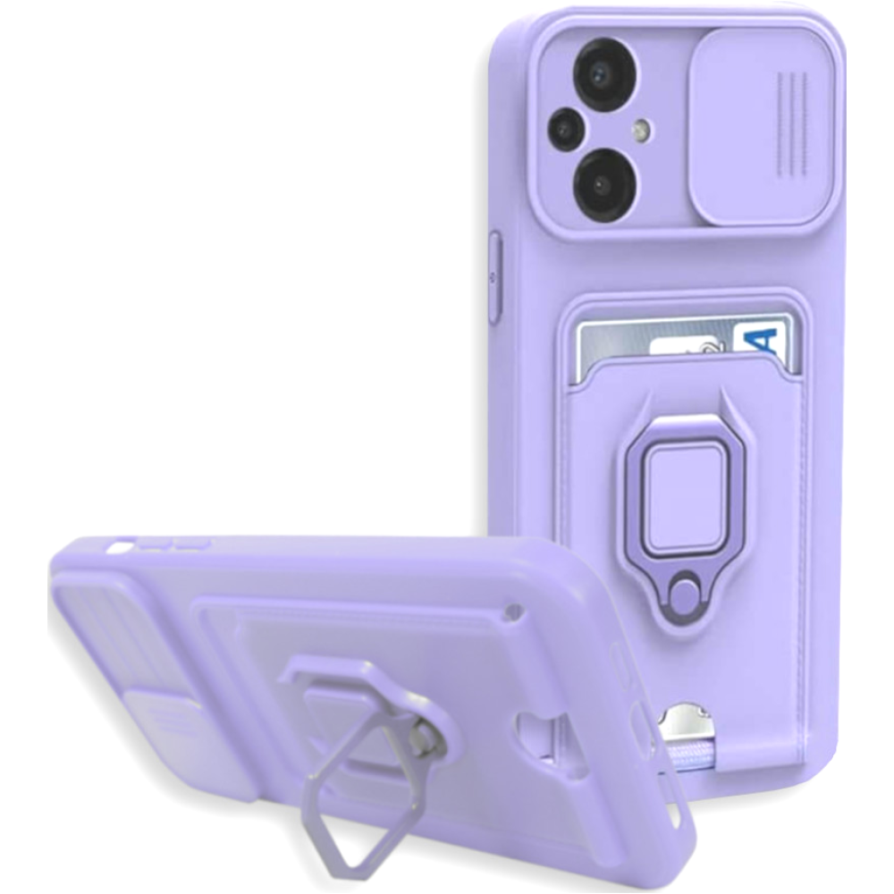 Bodycell Multifunction - Ανθεκτική Θήκη Xiaomi Poco M5 με Λουράκι Λαιμού / Κάλυμμα Κάμερας / Ring Holder / Υποδοχή Κάρτας - Purple (5206015015595)