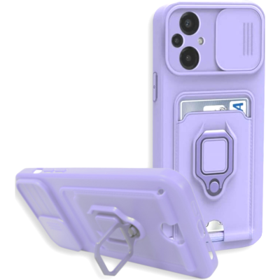 Bodycell Multifunction - Ανθεκτική Θήκη Xiaomi Poco M5 με Λουράκι Λαιμού / Κάλυμμα Κάμερας / Ring Holder / Υποδοχή Κάρτας - Purple (5206015015595)