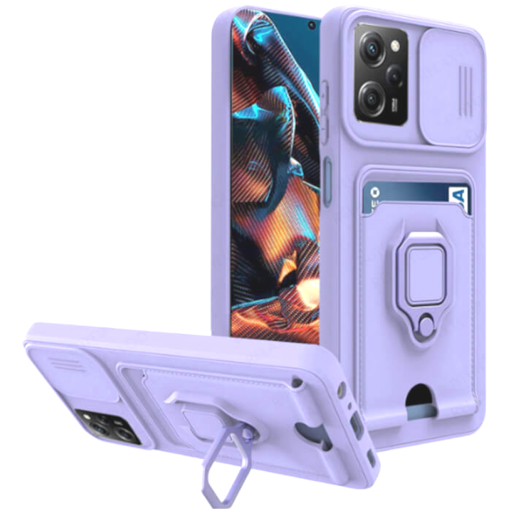 Bodycell Multifunction - Ανθεκτική Θήκη Xiaomi Redmi Note 12 Pro 5G / Poco X5 Pro με Λουράκι Λαιμού / Κάλυμμα Κάμερας / Ring Holder / Υποδοχή Κάρτας - Purple (5206015015885)
