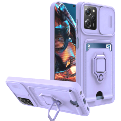 Bodycell Multifunction - Ανθεκτική Θήκη Xiaomi Redmi Note 12 Pro 5G / Poco X5 Pro με Λουράκι Λαιμού / Κάλυμμα Κάμερας / Ring Holder / Υποδοχή Κάρτας - Purple (5206015015885)