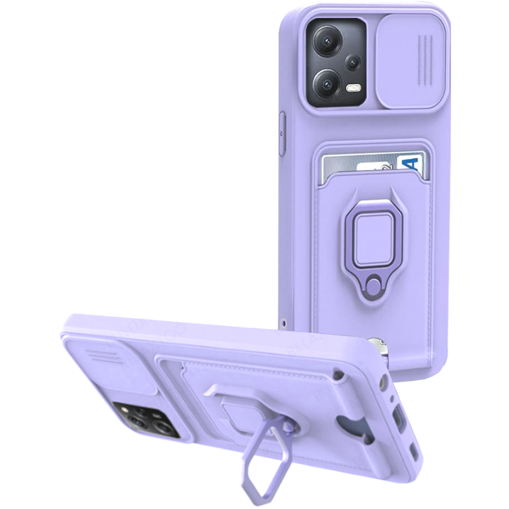 Bodycell Multifunction - Ανθεκτική Θήκη Xiaomi Redmi Note 12 5G / Poco X5 με Λουράκι Λαιμού / Κάλυμμα Κάμερας / Ring Holder / Υποδοχή Κάρτας - Purple (5206015015847)