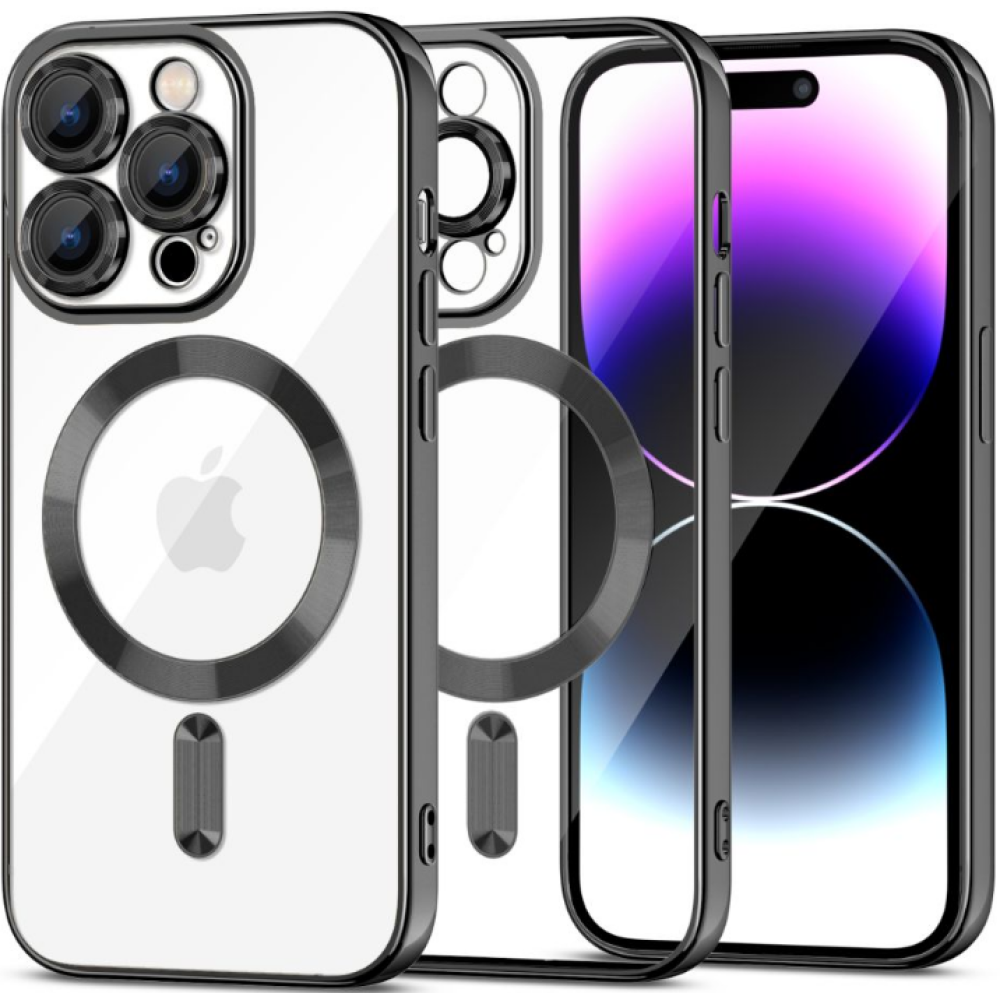 Tech-Protect MagShine - Διάφανη Θήκη Σιλικόνης MagSafe με Πλαίσιο Κάμερας - Apple iPhone 15 Pro - Black (9319456604092)