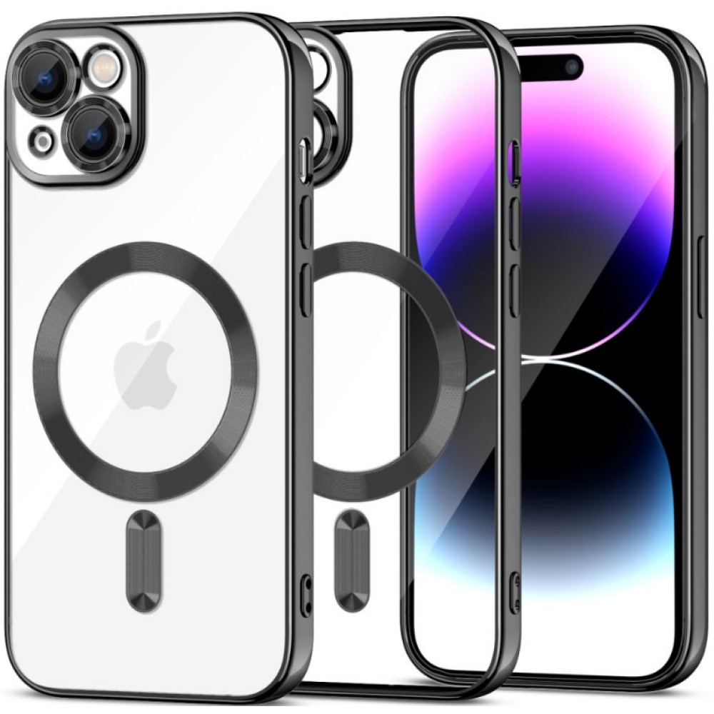 Tech-Protect MagShine - Διάφανη Θήκη Σιλικόνης MagSafe με Πλαίσιο Κάμερας - Apple iPhone 15 - Black (9319456604030)