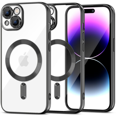 Tech-Protect MagShine - Διάφανη Θήκη Σιλικόνης MagSafe με Πλαίσιο Κάμερας - Apple iPhone 15 - Black (9319456604030)