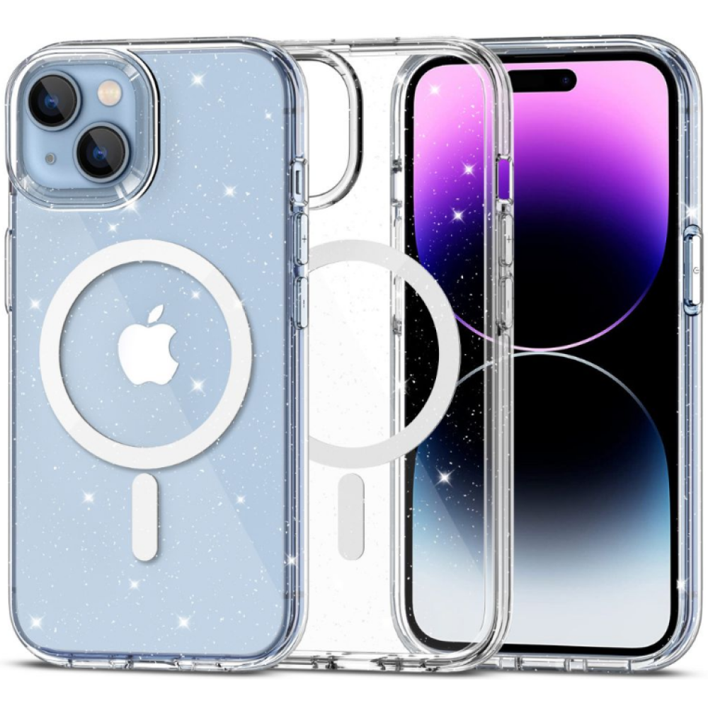 Tech-Protect FlexAir Hybrid - Σκληρή Διάφανη Θήκη MagSafe Apple iPhone 15 - Glitter Clear (9490713936313)