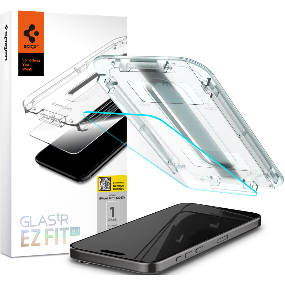 Spigen Tempered Glass GLAS.tR EZ Fit HD - Αντιχαρακτικό Γυαλί Οθόνης Apple iPhone 15 Pro - Clear (AGL06898)