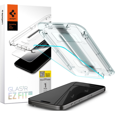 Spigen Tempered Glass GLAS.tR EZ Fit HD - Αντιχαρακτικό Γυαλί Οθόνης Apple iPhone 15 Pro - Clear (AGL06898)