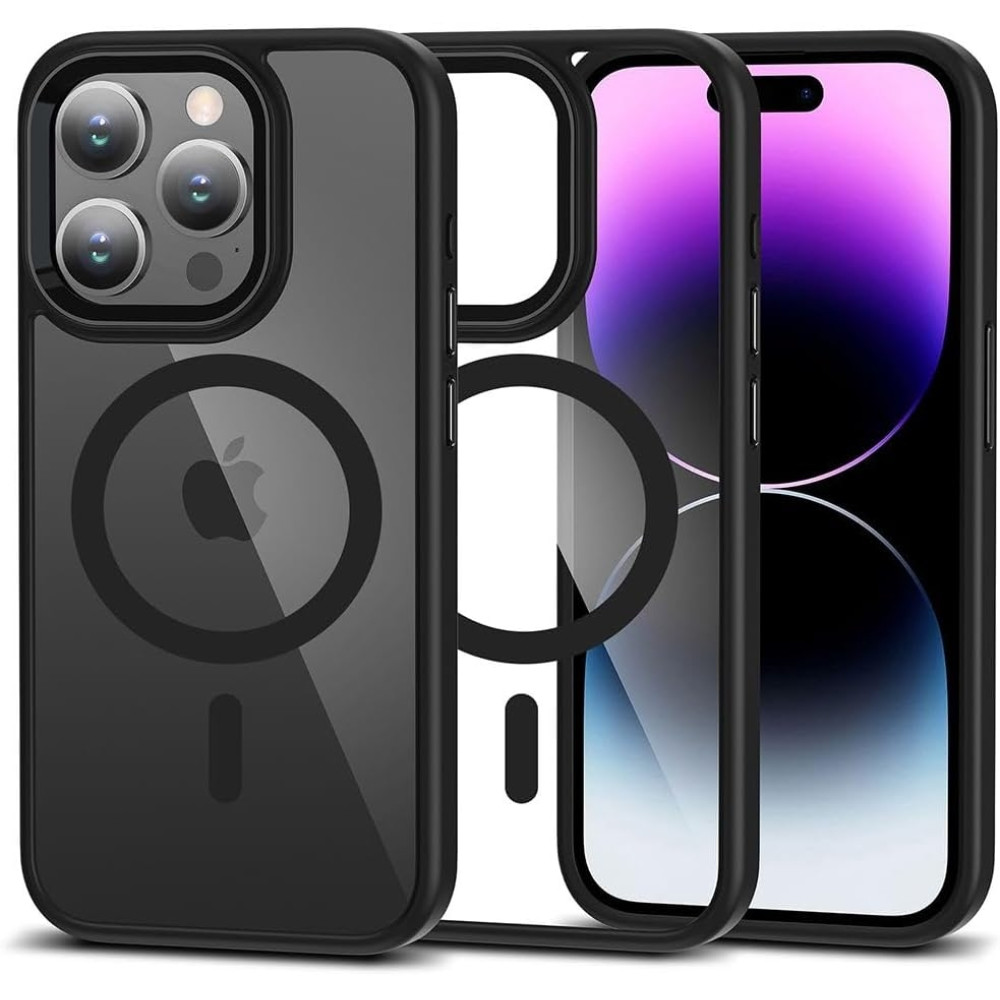 Tech-Protect MagMat - Σκληρή Διάφανη Θήκη MagSafe Apple iPhone 15 Pro - Black / Clear (9490713936481)