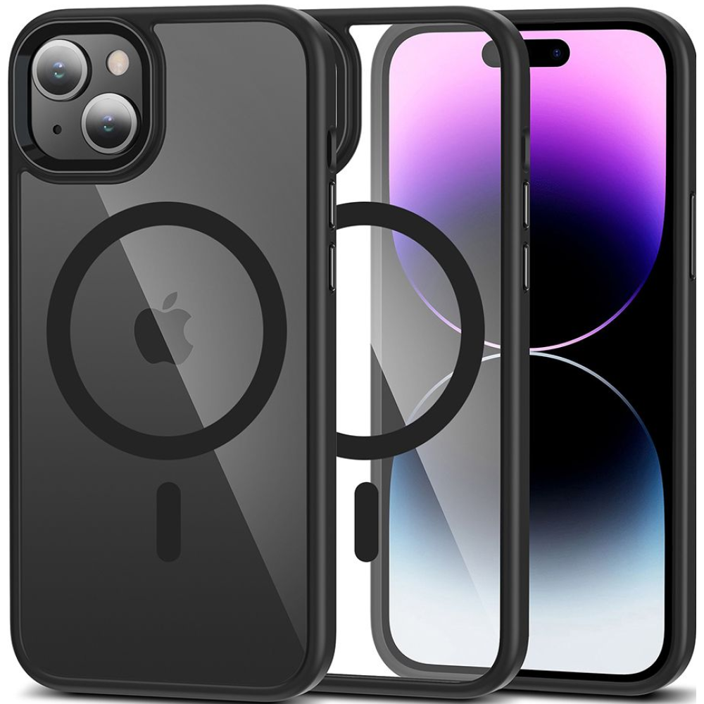 Tech-Protect MagMat - Σκληρή Διάφανη Θήκη MagSafe Apple iPhone 15 - Black / Clear (9490713936467)