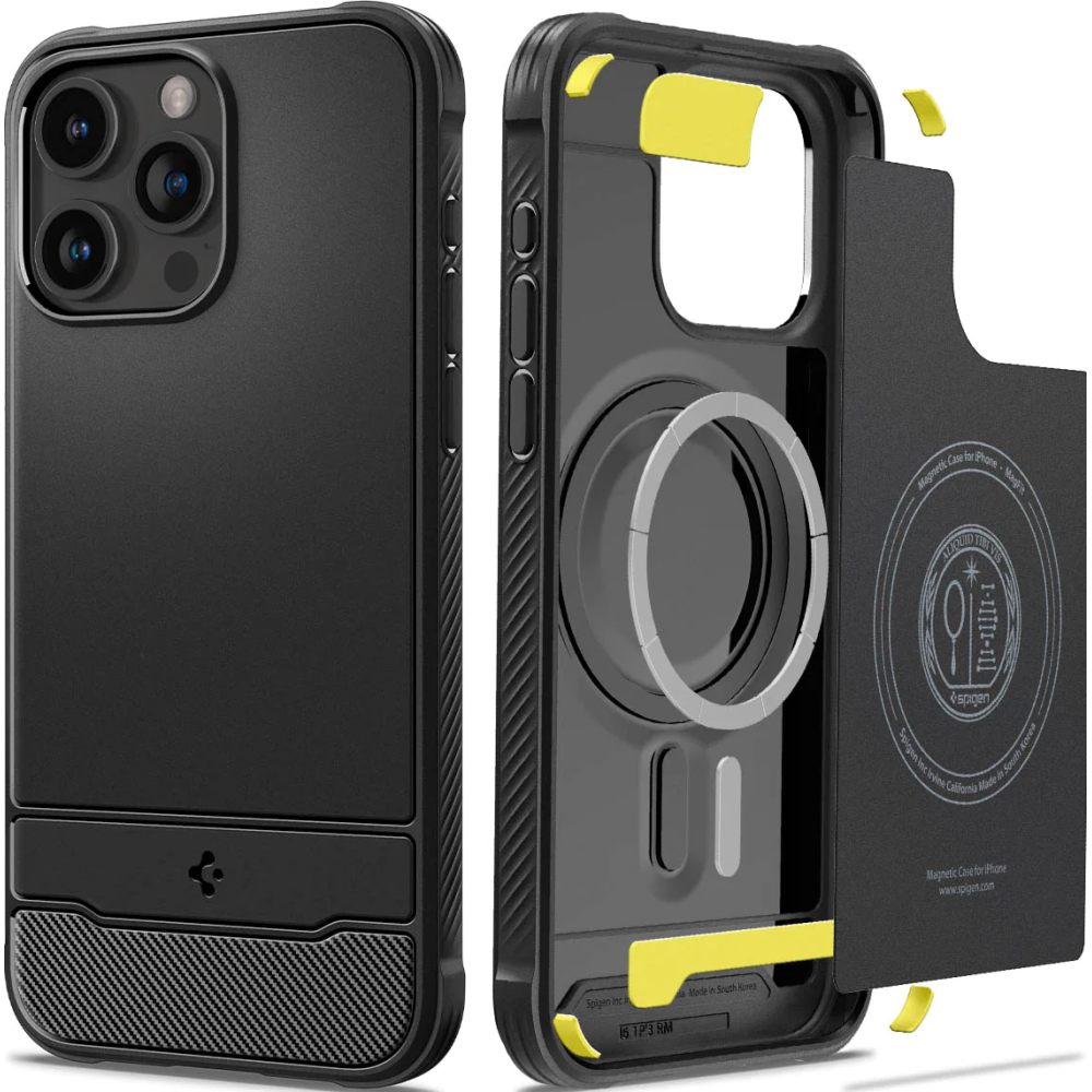 Θήκη Apple iPhone 15 Pro Max - Spigen Rugged Armor MagFit με MagSafe - Matte Black (ACS06561)