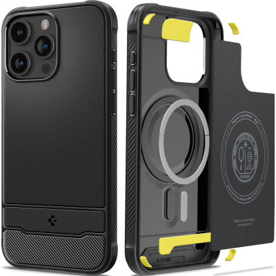 Θήκη Apple iPhone 15 Pro Max - Spigen Rugged Armor MagFit με MagSafe - Matte Black (ACS06561)