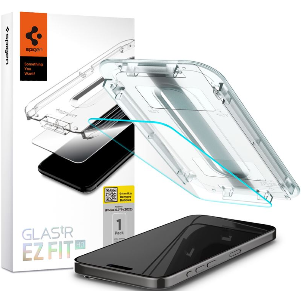 Spigen Tempered Glass GLAS.tR EZ Fit HD - Αντιχαρακτικό Γυαλί Προστασίας Οθόνης Apple iPhone 15 Pro Max - Clear (AGL06878)