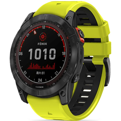 Tech-Protect Iconband Pro - Λουράκι Σιλικόνης Garmin Fenix 3/5X/3HR/5X Plus/6X/6X Pro/7X/8 (51mm) - Lime / Black (9319456605129)