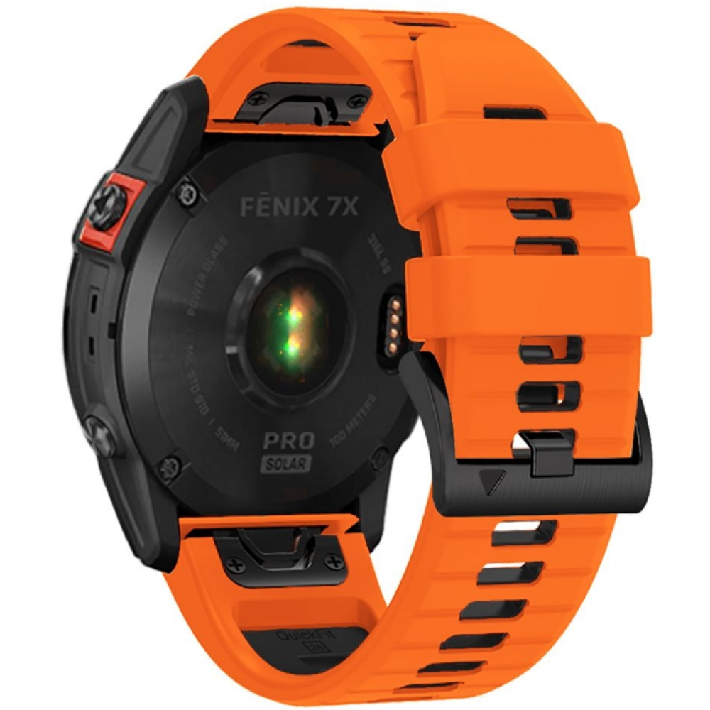 Tech-Protect Iconband Pro - Λουράκι Σιλικόνης Garmin Fenix 3/5X/3HR/5X Plus/6X/6X Pro/7X/8 (51mm) - Orange / Black (9319456605136)