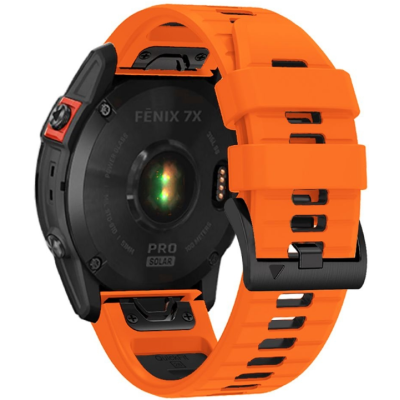 Tech-Protect Iconband Pro - Λουράκι Σιλικόνης Garmin Fenix 3/5X/3HR/5X Plus/6X/6X Pro/7X/8 (51mm) - Orange / Black (9319456605136)