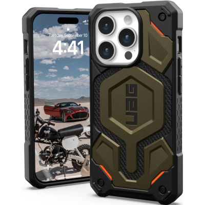 UAG Monarch Pro - Ανθεκτική Θήκη MagSafe - Apple iPhone 15 Pro - Kevlar Elemental Green (11422111397B)