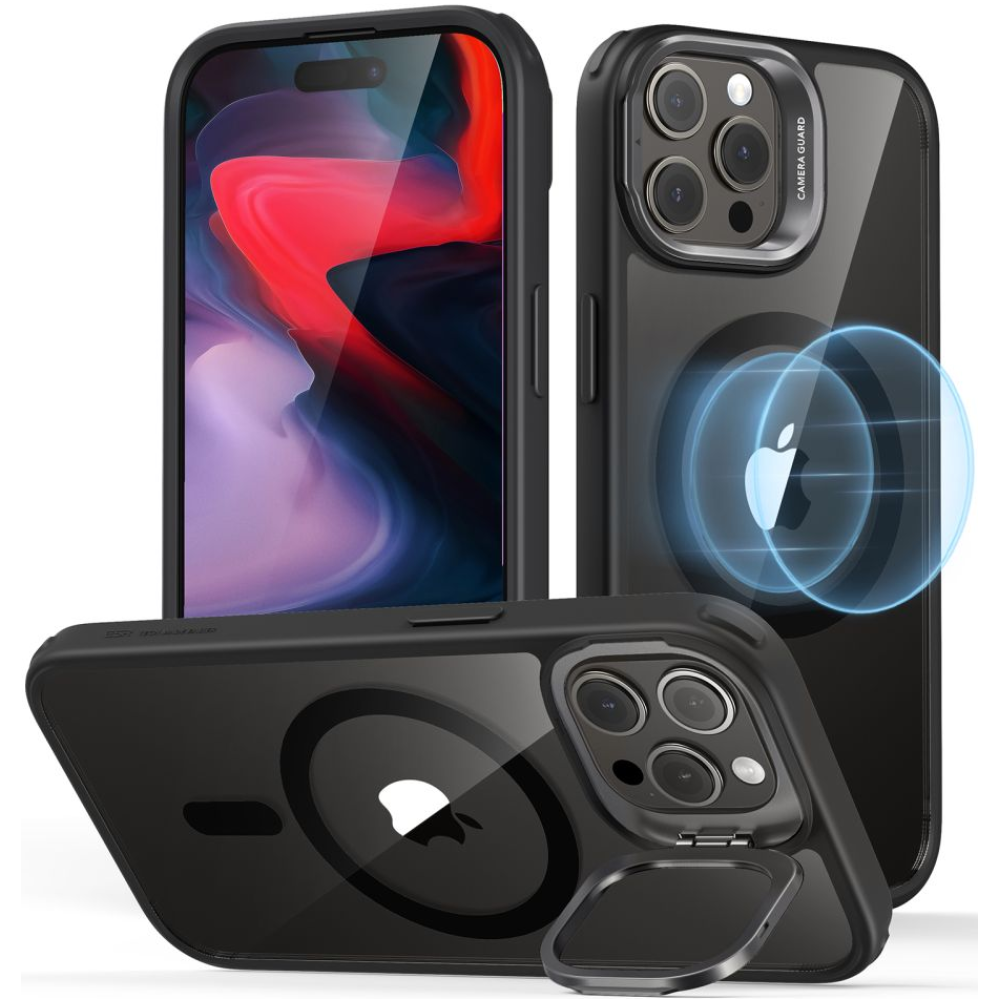 Θήκη Apple iPhone 15 Pro Max - ESR Classic Kickstand Hybrid HaloLock Διάφανη Ανθεκτική με MagSafe - Clear / Black (4894240176573)