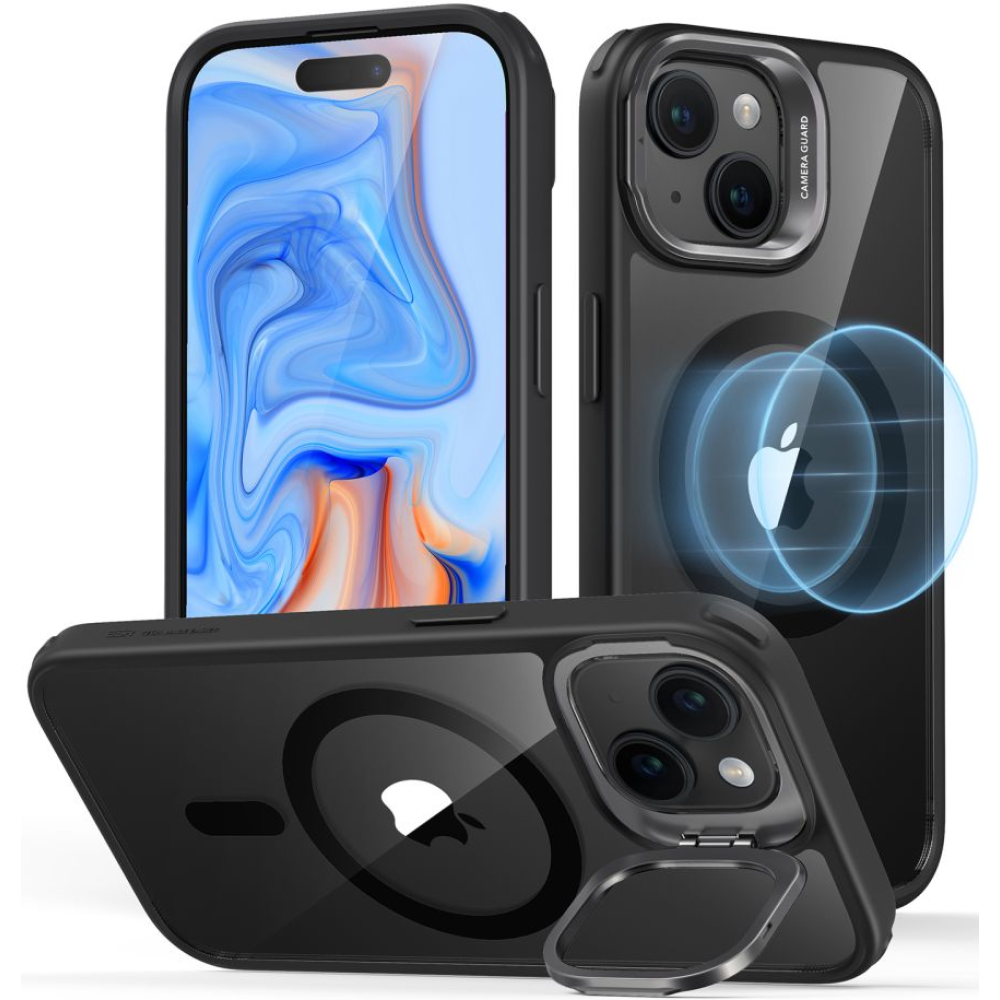 ESR Classic Kickstand Hybrid HaloLock - Διάφανη Ανθεκτική MagSafe Θήκη Apple iPhone 15 - Clear / Black (4894240176481)