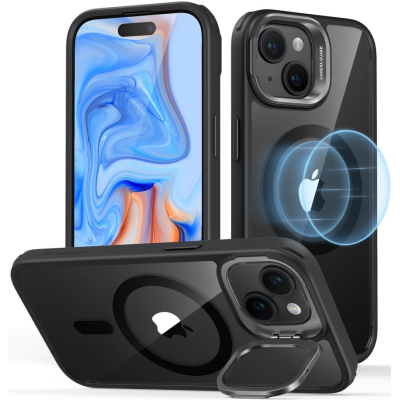 ESR Classic Kickstand Hybrid HaloLock - Διάφανη Ανθεκτική MagSafe Θήκη Apple iPhone 15 - Clear / Black (4894240176481)