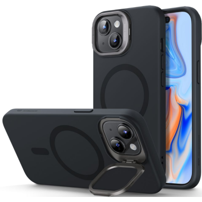 ESR Cloud Soft with Stash Stand - Ανθεκτική MagSafe Θήκη Σιλικόνης Apple iPhone 15 με Kickstand - Black (4894240176191)